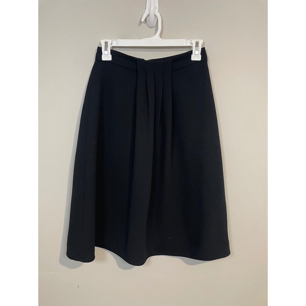 Reiss Front Pleat High Waisted Knee Length Skirt Size 2 Career Classic Old Money